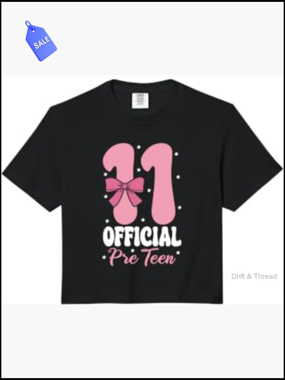 11th Birthday Crop Top Pre Teen Coquette Bow Tee Girls